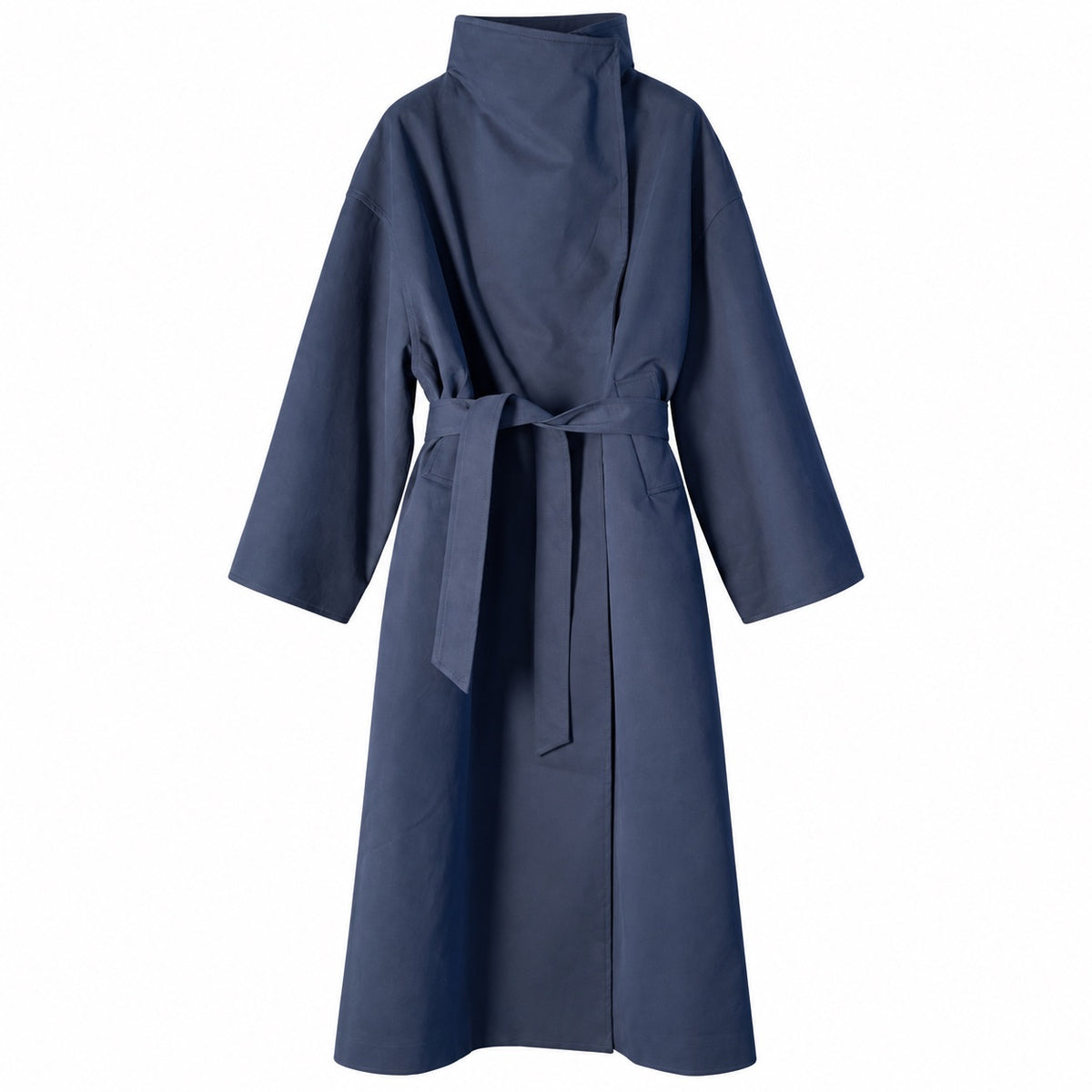 Trench lungo donna in cotone con collo alto