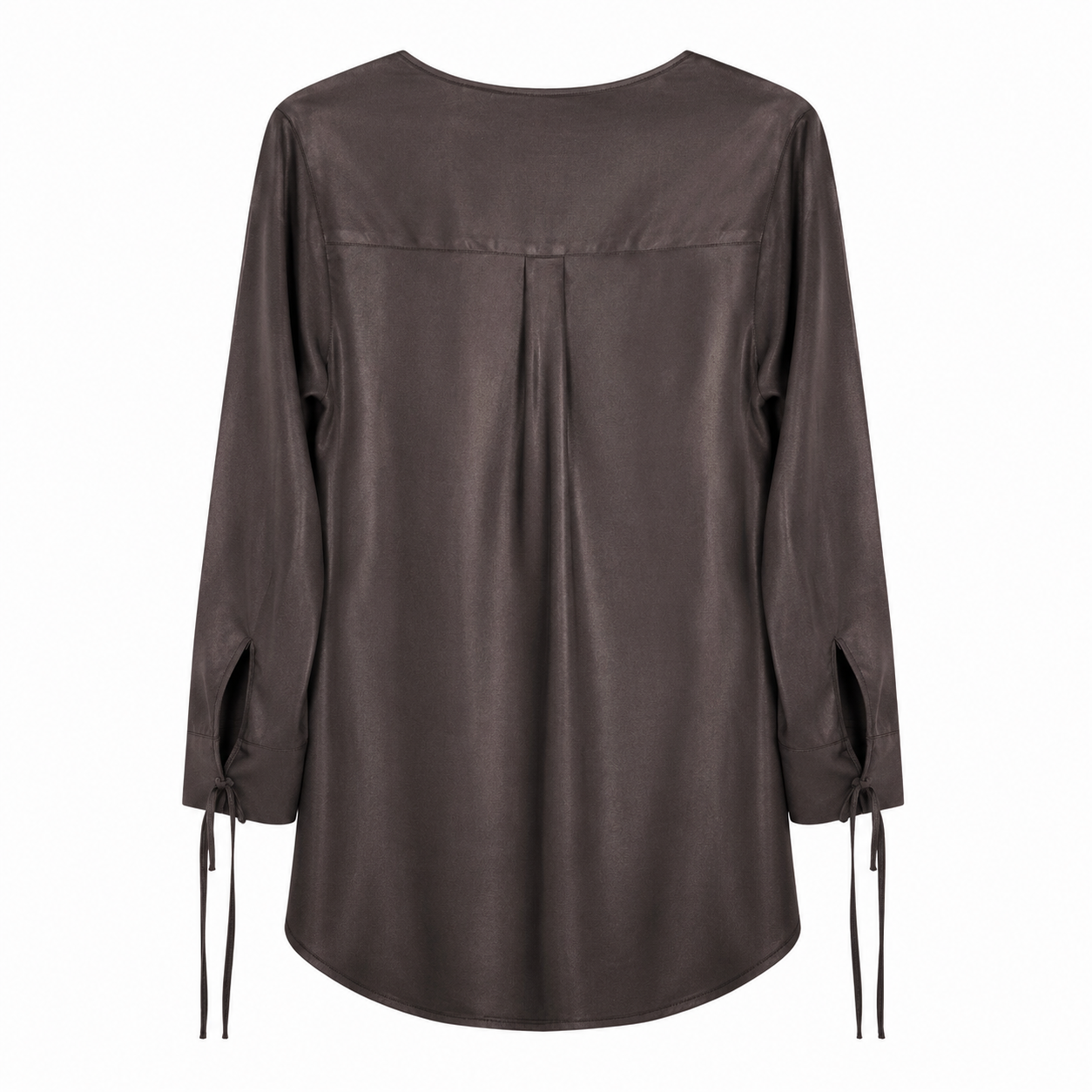 Blusa Donna in Raso con Fiocco e Maniche Lunghe
