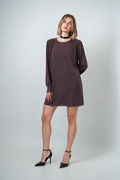 Abito Donna Marrone in Raso Opaco di Viscosa – Made in Italy