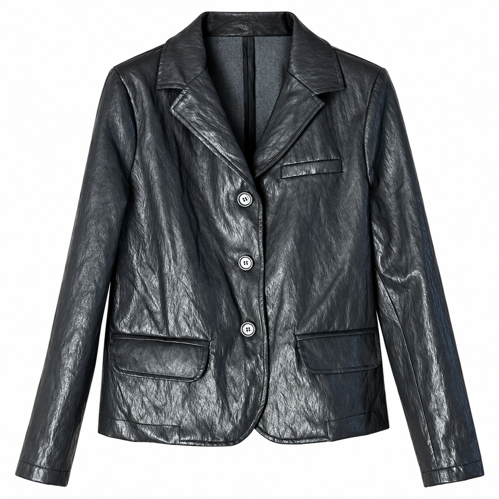 Giacca donna in ecopelle nera
