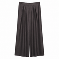 Pantalone Palazzo Marrone in Canneté di Viscosa con Pinces