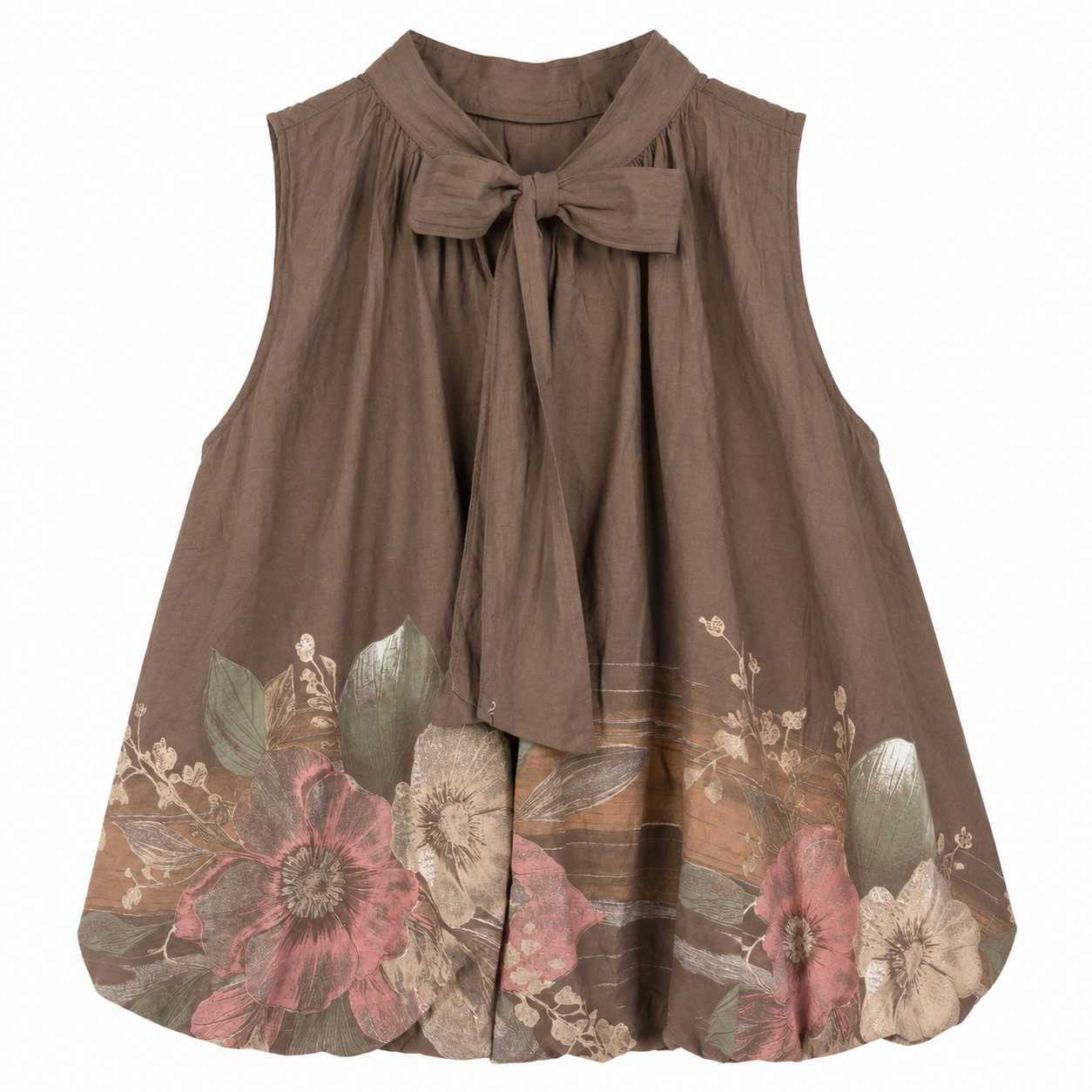 Blusa Donna in Cotone Lavato con Stampa Floreale