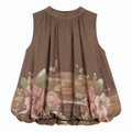 Blusa Donna in Cotone Lavato con Stampa Floreale