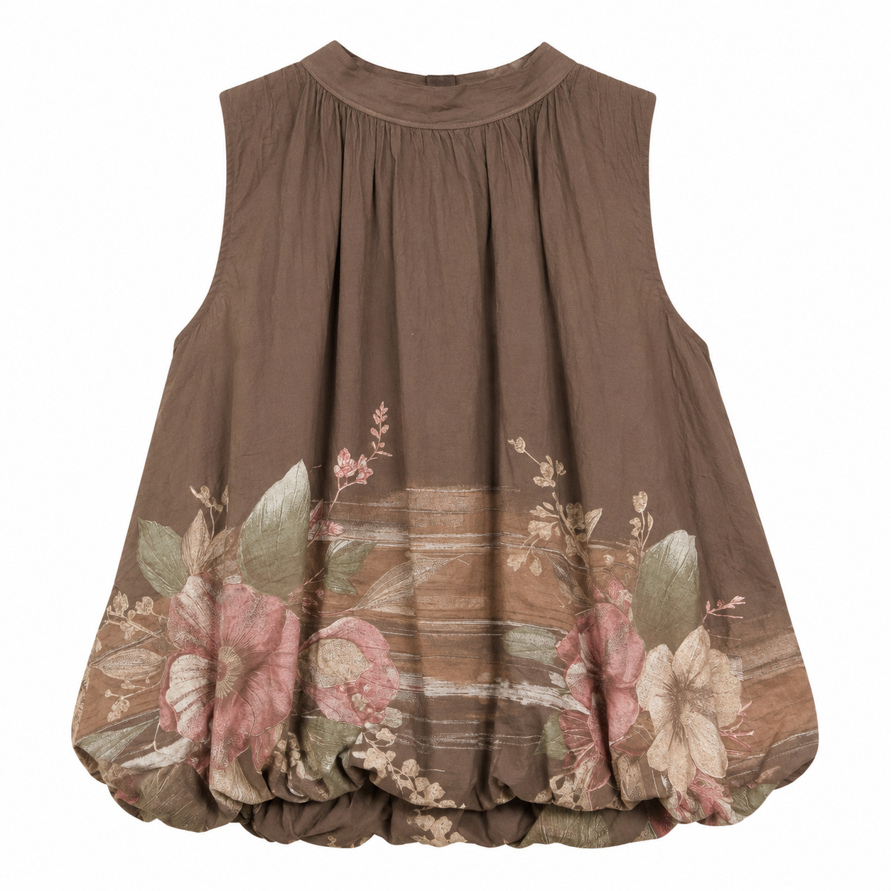 Blusa Donna in Cotone Lavato con Stampa Floreale