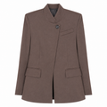 Giacca donna color moro con collo a solino