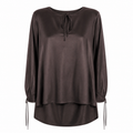 Blusa Donna in Raso con Fiocco e Maniche Lunghe