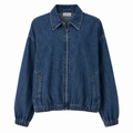 Giubbino Donna in Denim Blu | Bomber Jeans con Zip | Vestibilità Morbida