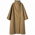 Trench lungo donna in cotone con collo alto