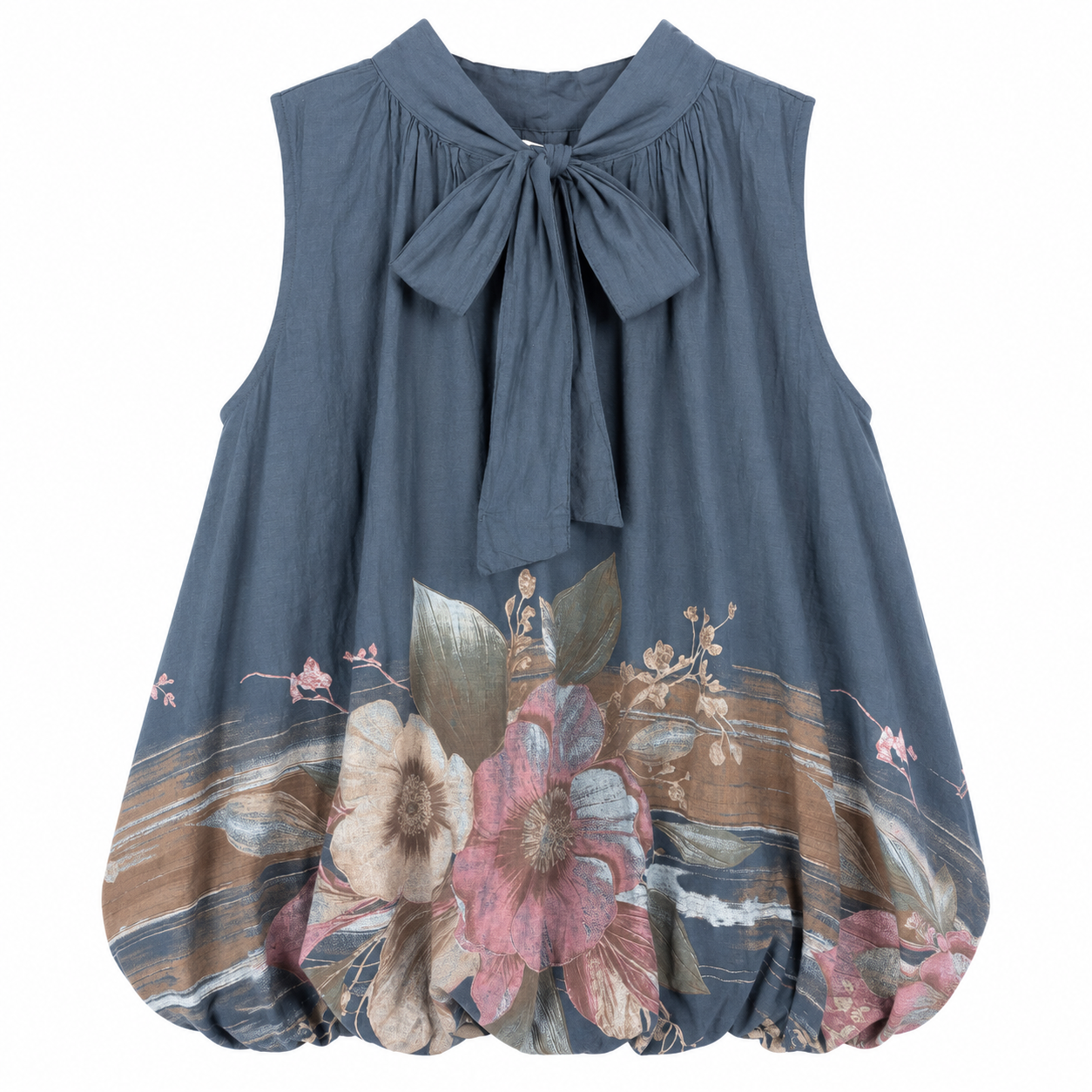Blusa Donna in Cotone Lavato con Stampa Floreale