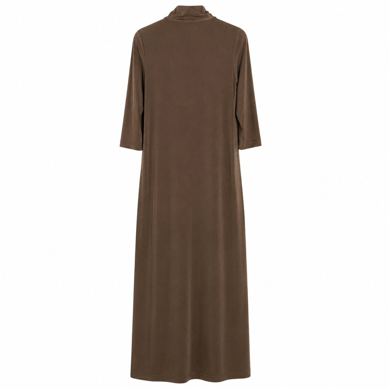 Abito Lungo Marrone con Scollo a V