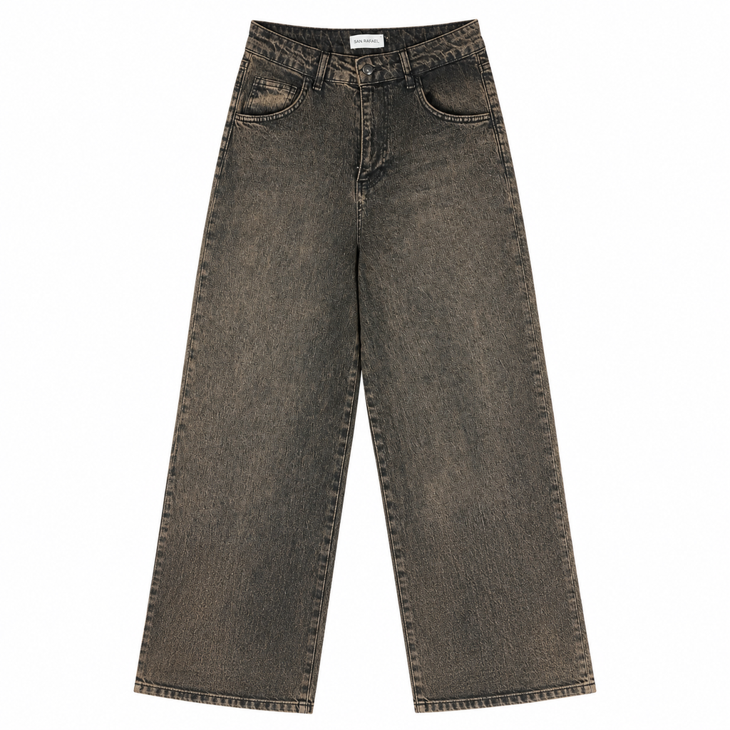 Jeans Palazzo Donna Marrone Delavé