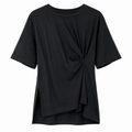 T-shirt Donna Nera con Drappeggio Laterale | Vestibilità Morbida