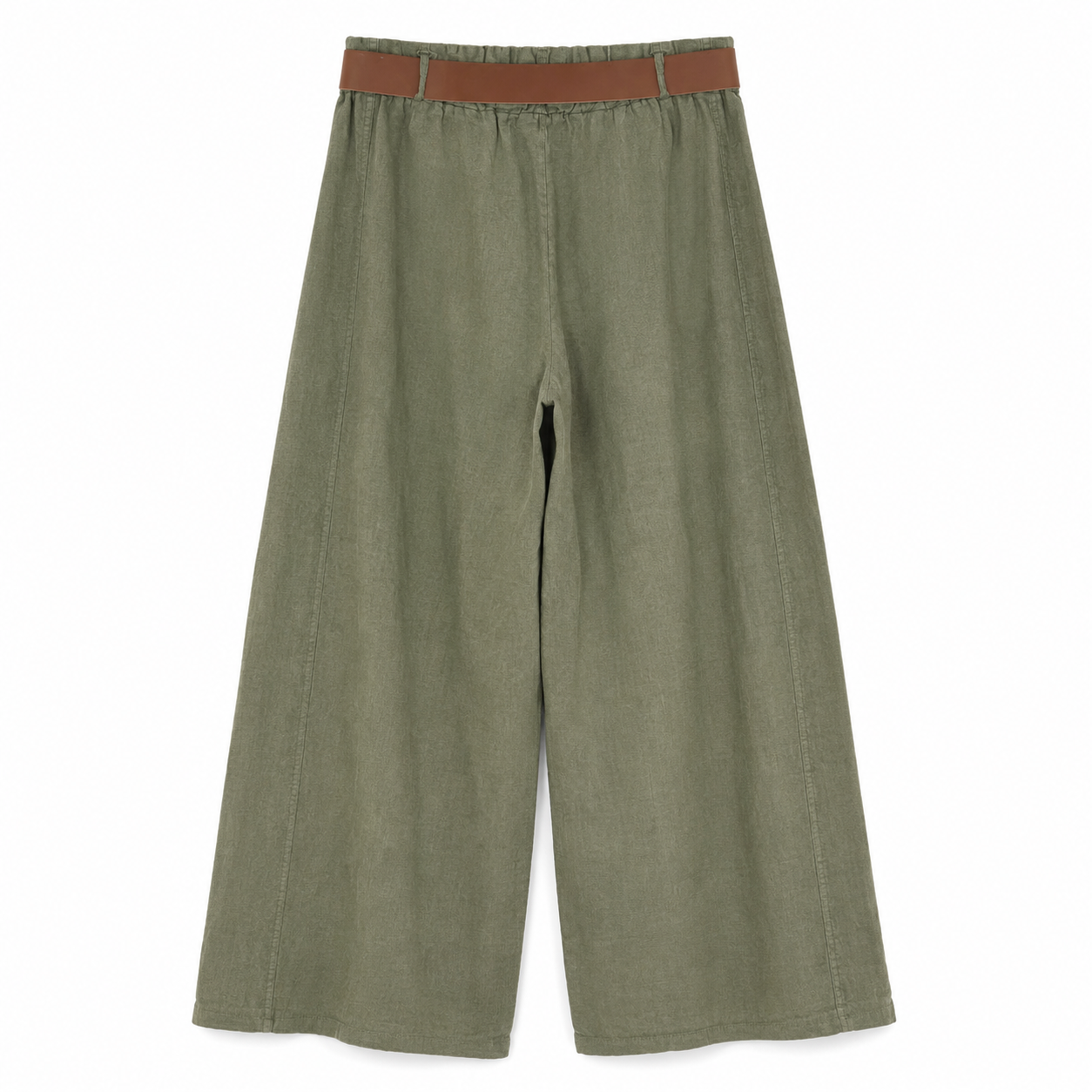 Pantalone Palazzo Donna Verde Militare con Cintura