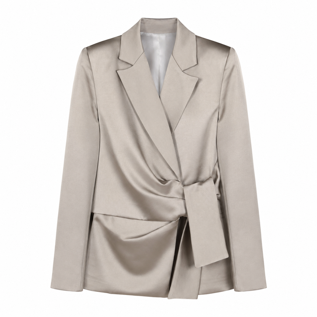 Completo Elegance in Raso – Blazer Drappeggiato Donna