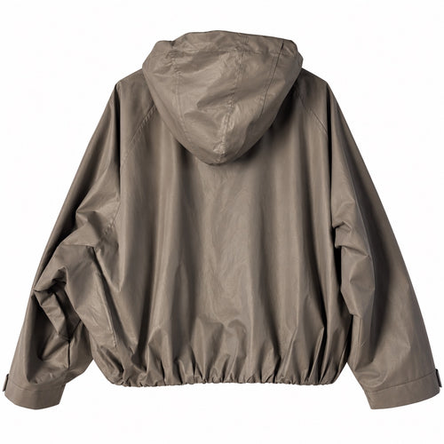 Bomber impermeabile donna con cappuccio e zip