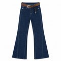 Jeans donna flare con cintura e cuciture frontali