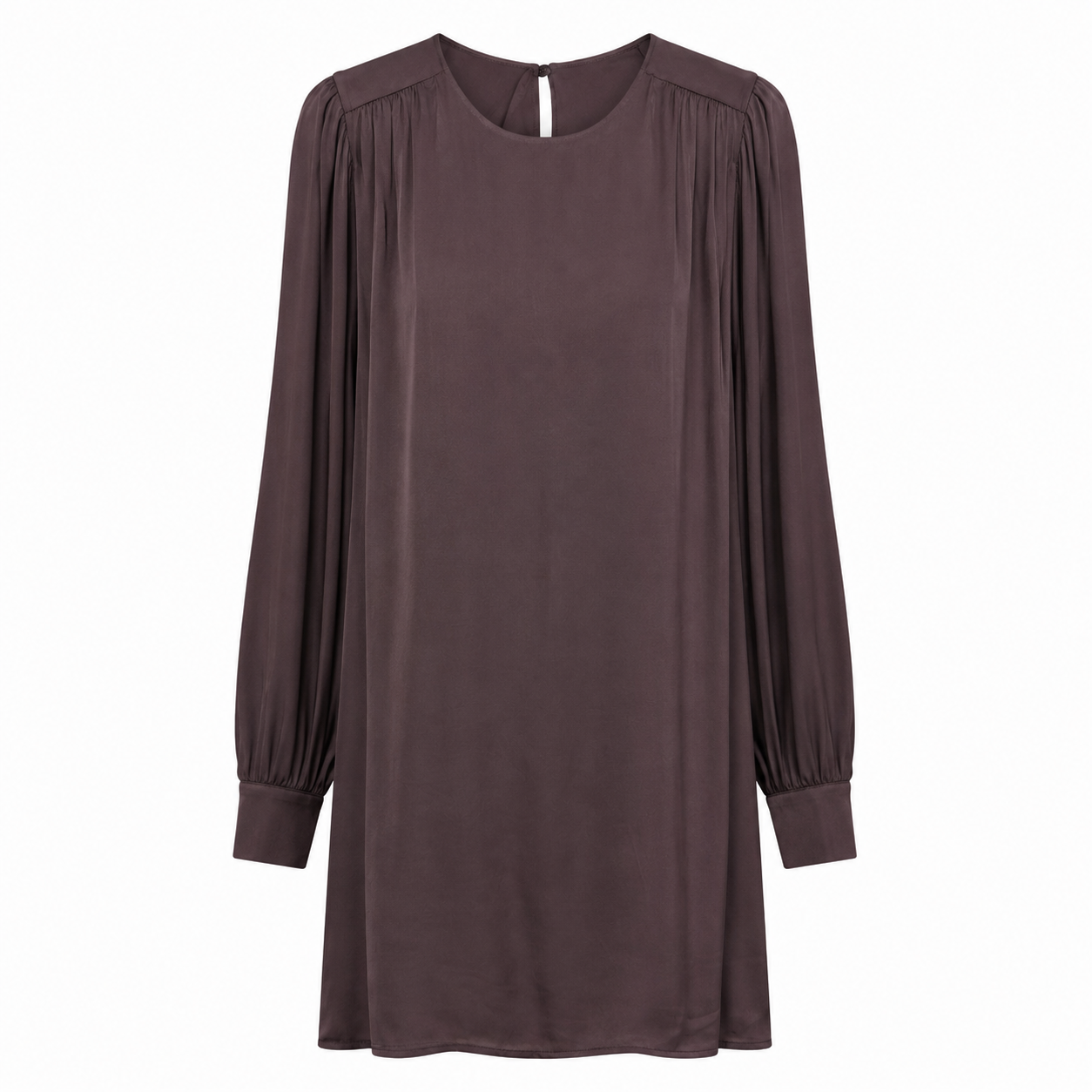 Abito Donna Marrone in Raso Opaco di Viscosa – Made in Italy