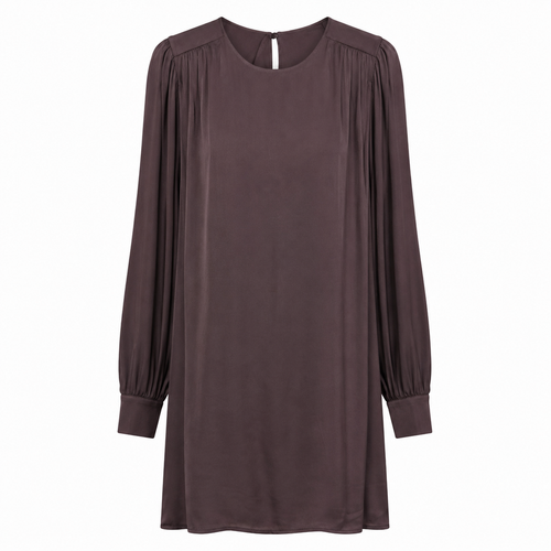 Abito Donna Marrone in Raso Opaco di Viscosa – Made in Italy