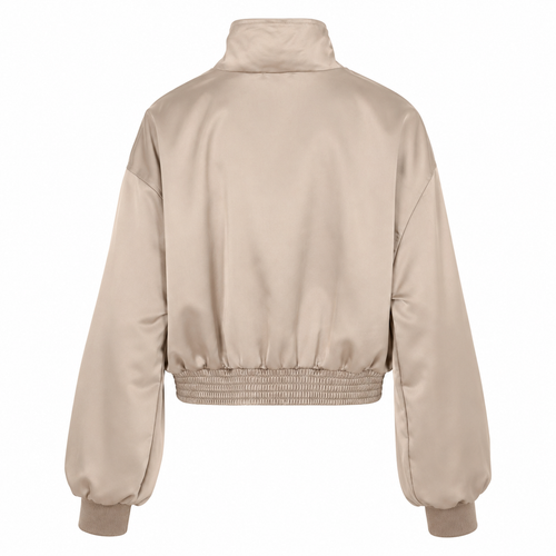 Bomber donna beige satinato con zip