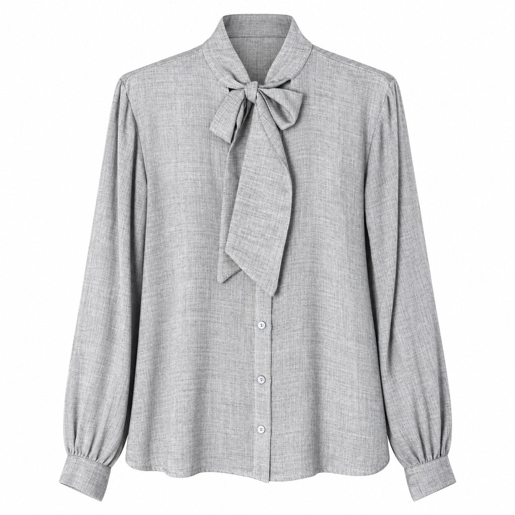 Camicia donna in mussola invernale con fiocco al collo