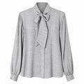 Camicia donna in mussola invernale con fiocco al collo
