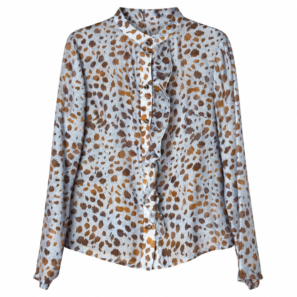 Camicia donna in mussola invernale con rouches