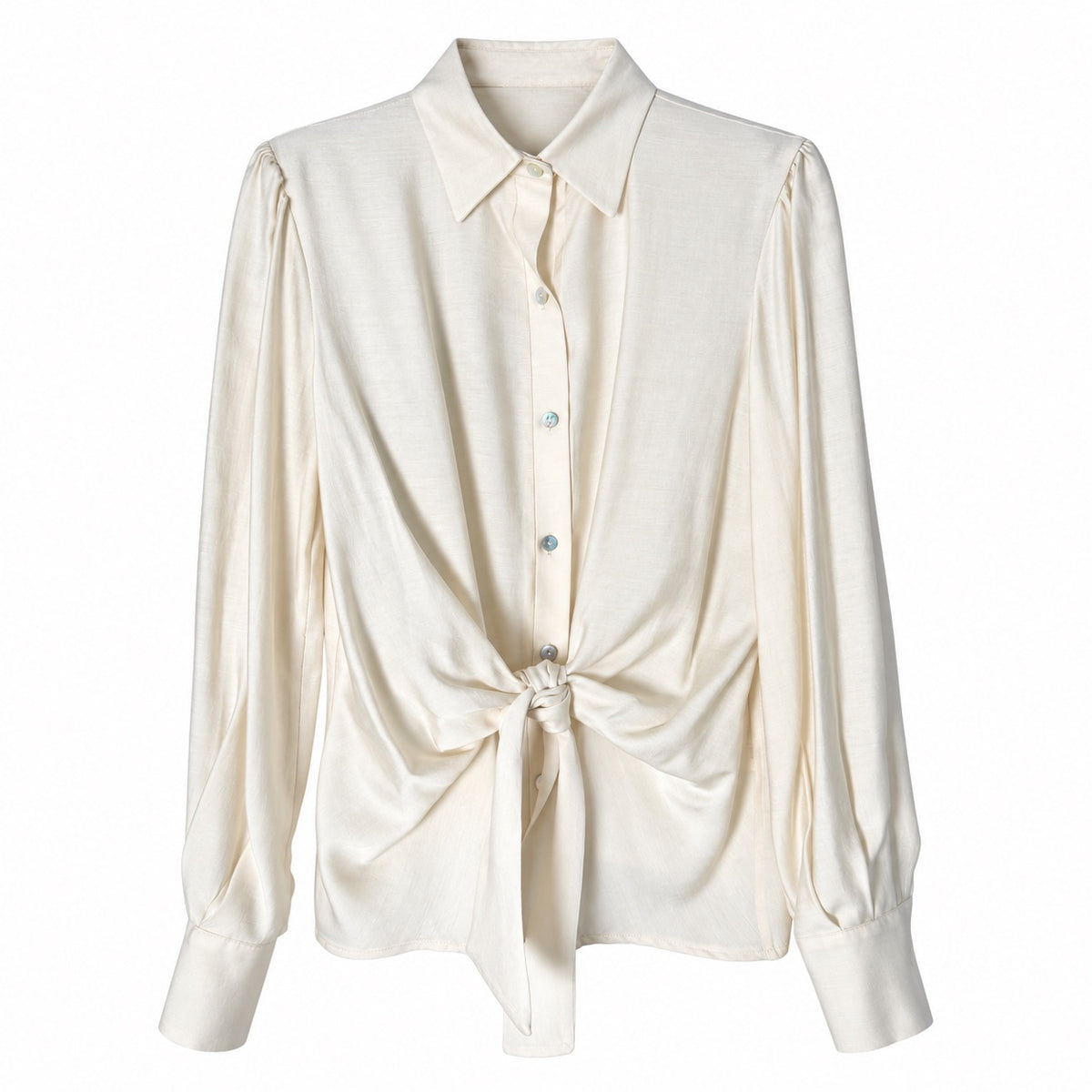 Camicia donna crema in mussola invernale con fusciacca
