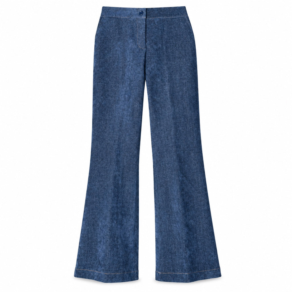 Pantalone flare donna in cotone smerigliato