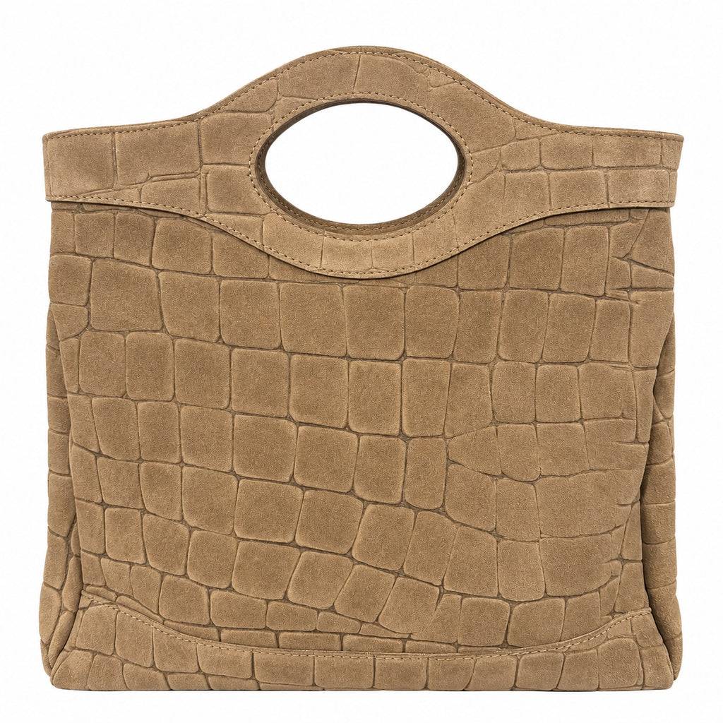 Borsa shopper donna in camoscio stampa cocco