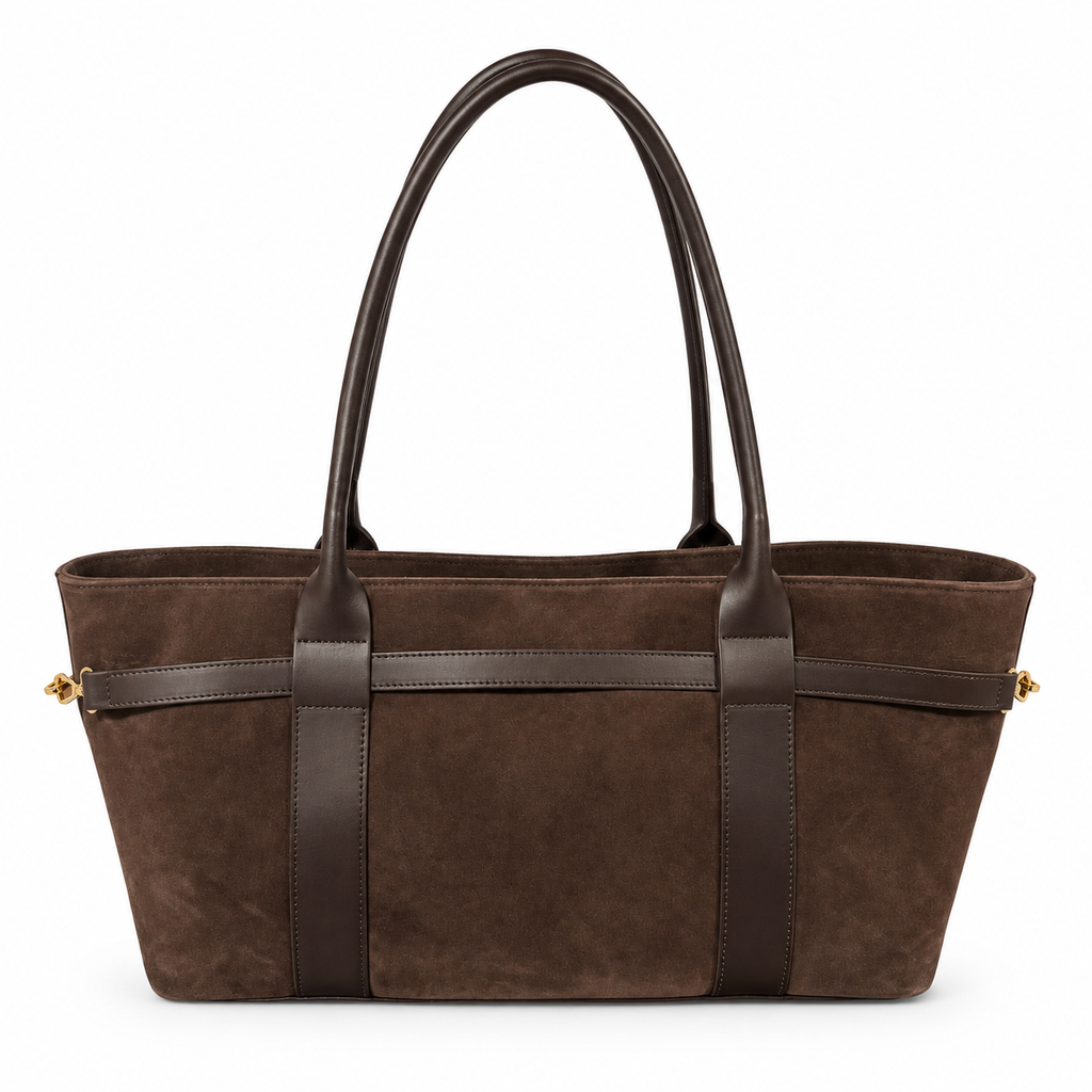 Borsa shopper donna in camoscio con manici lunghi