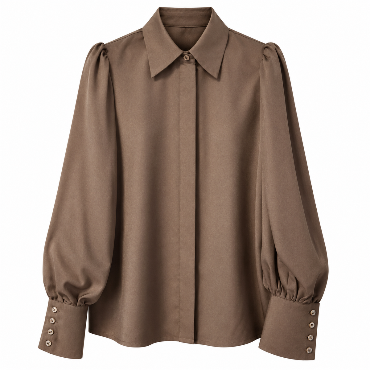 Camicia donna in 100% seta con maniche a sbuffo