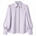 Camicia donna in 100% seta con maniche a sbuffo