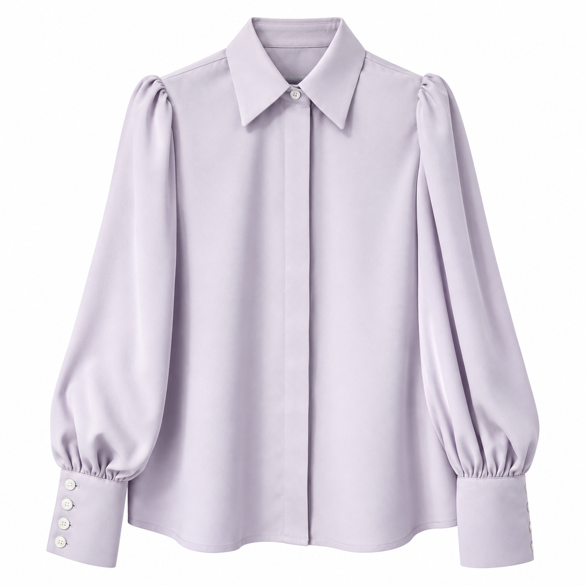 Camicia donna in 100% seta con maniche a sbuffo