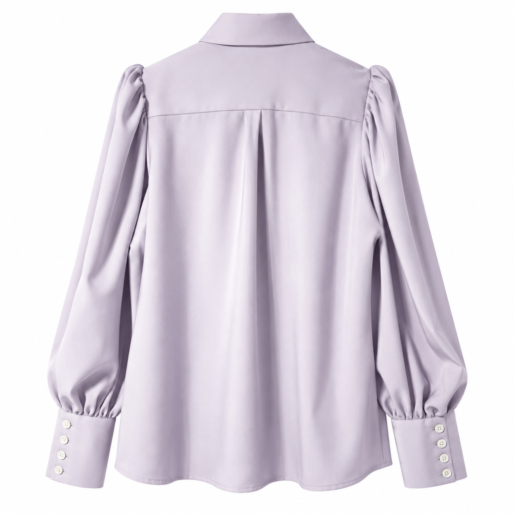 Camicia donna in 100% seta con maniche a sbuffo