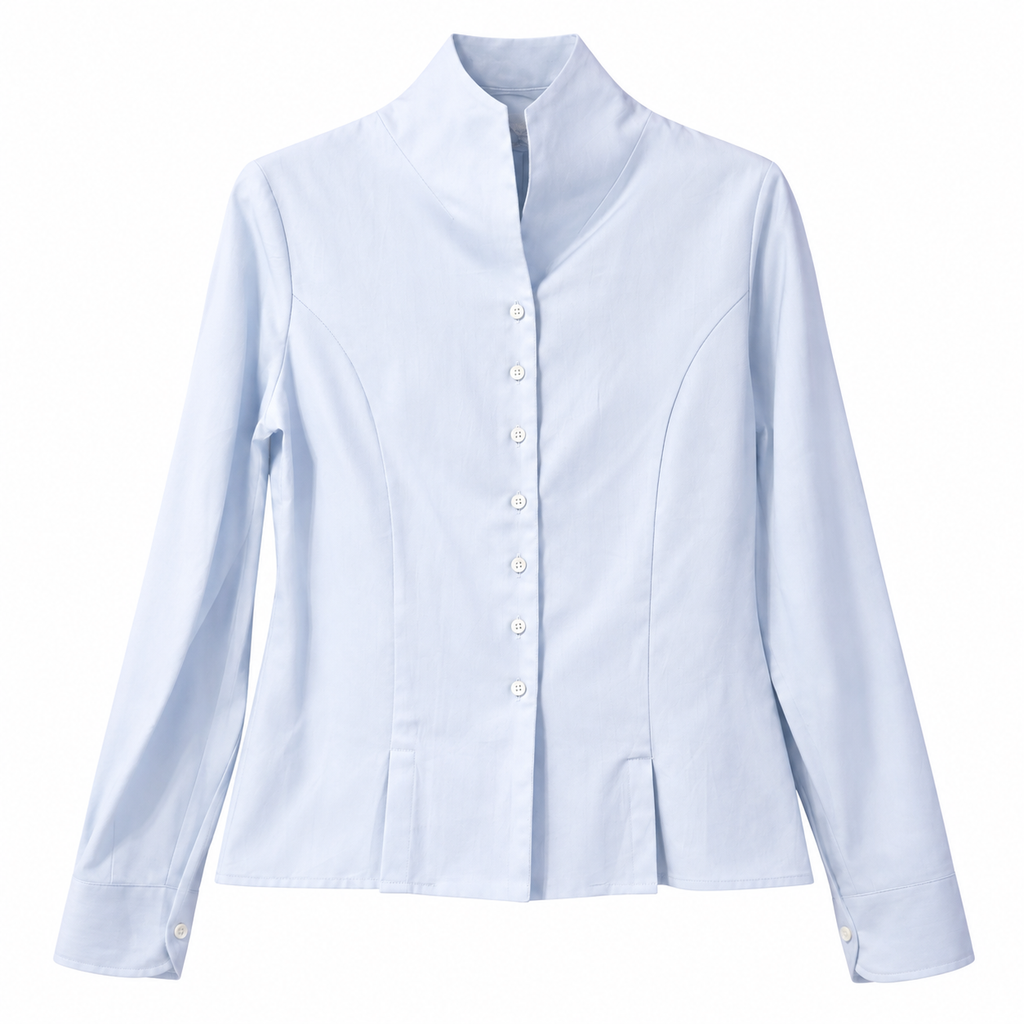 Camicia donna in cotone a lisca con collo revers