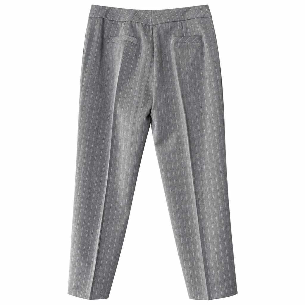 Pantalone donna gessato a sigaretta con pinces