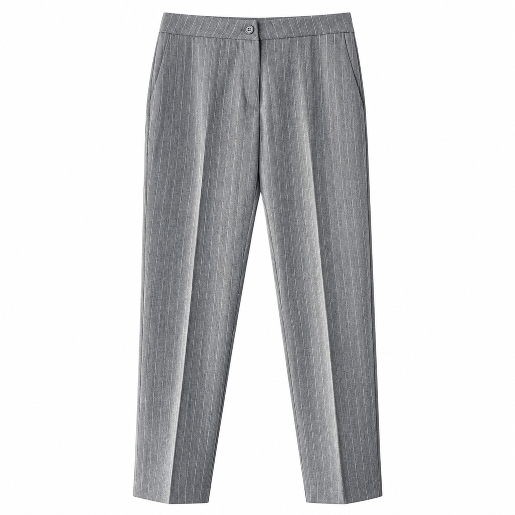 Pantalone donna gessato a sigaretta con pinces