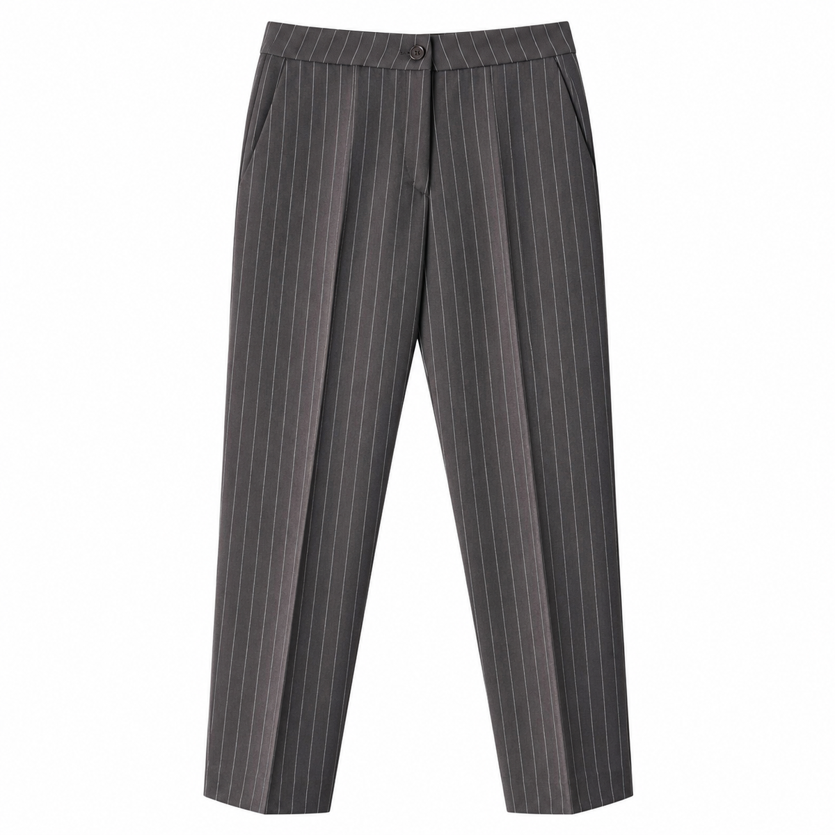Pantalone donna gessato a sigaretta con pinces