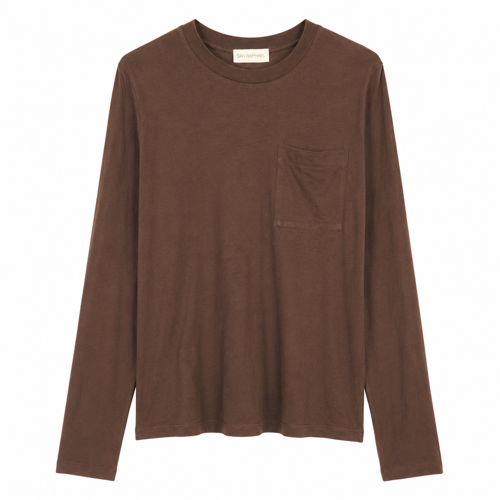 Maglia Donna a Maniche Lunghe con Taschino – T-Shirt Basic Girocollo