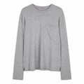 Maglia Donna a Maniche Lunghe con Taschino – T-Shirt Basic Girocollo
