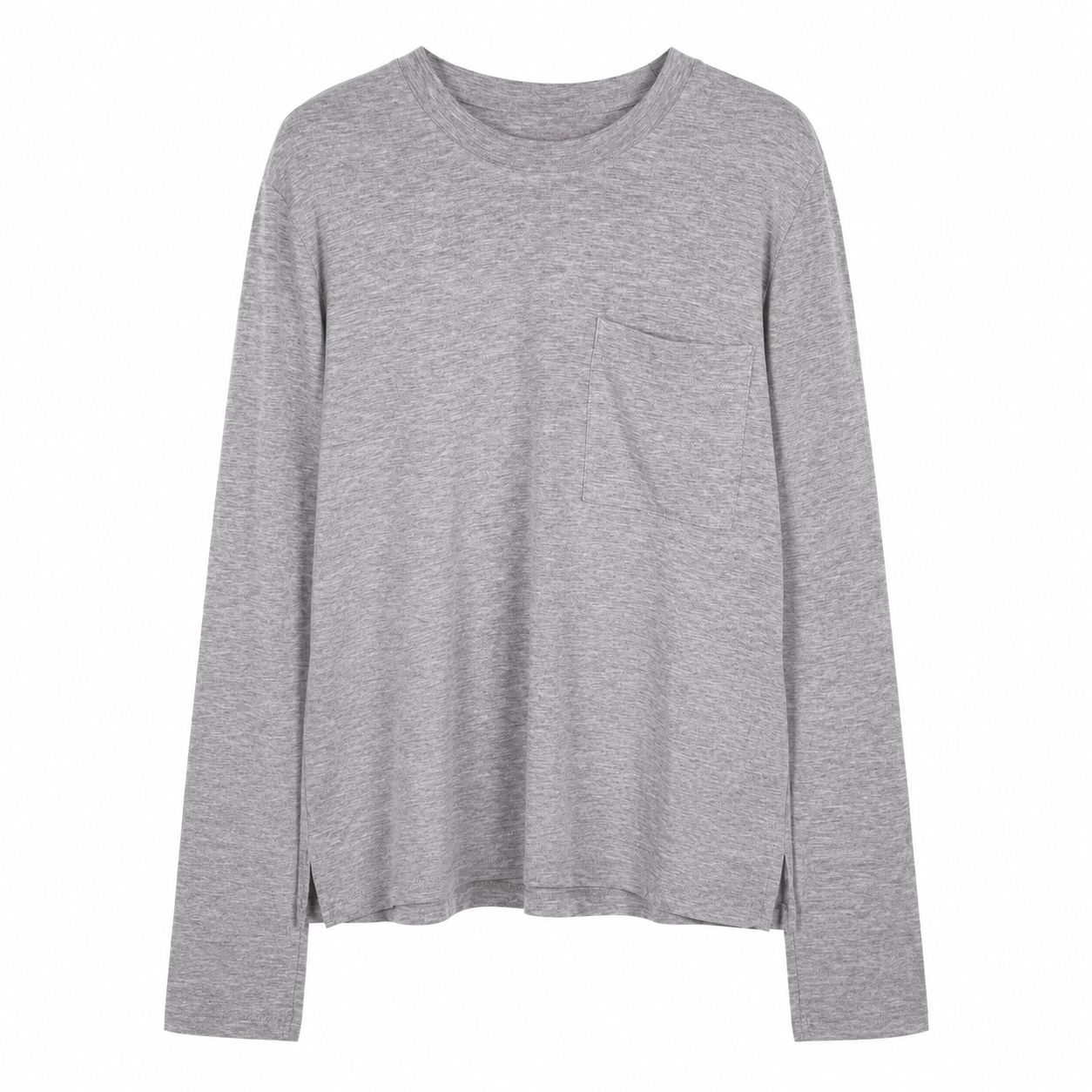 Maglia Donna a Maniche Lunghe con Taschino – T-Shirt Basic Girocollo