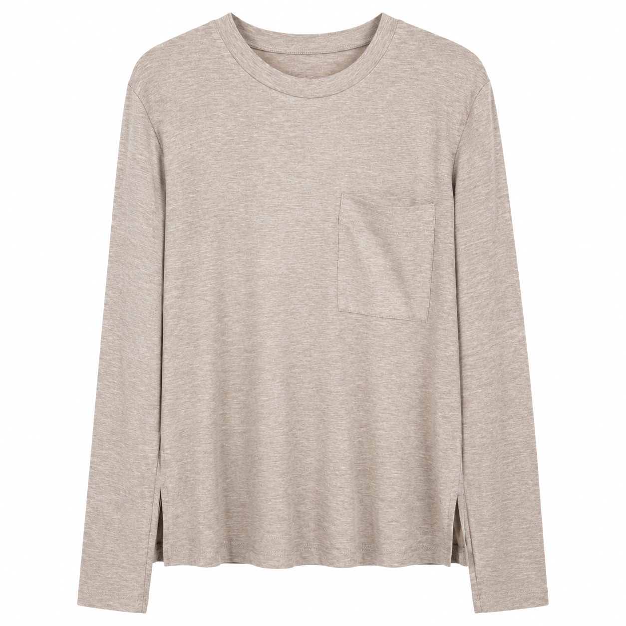 Maglia Donna a Maniche Lunghe con Taschino – T-Shirt Basic Girocollo